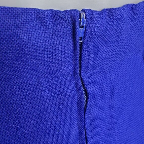 VINTAGE 90s royal blue skirt elastic waist knee length pencil M - Picture 5 of 12
